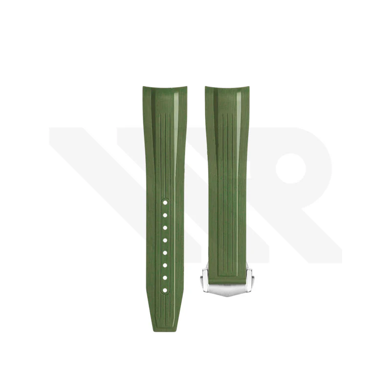 Replacement FKM Diver Strap Compatible with Longines HydroConquest GMT L3.890.4 : Green