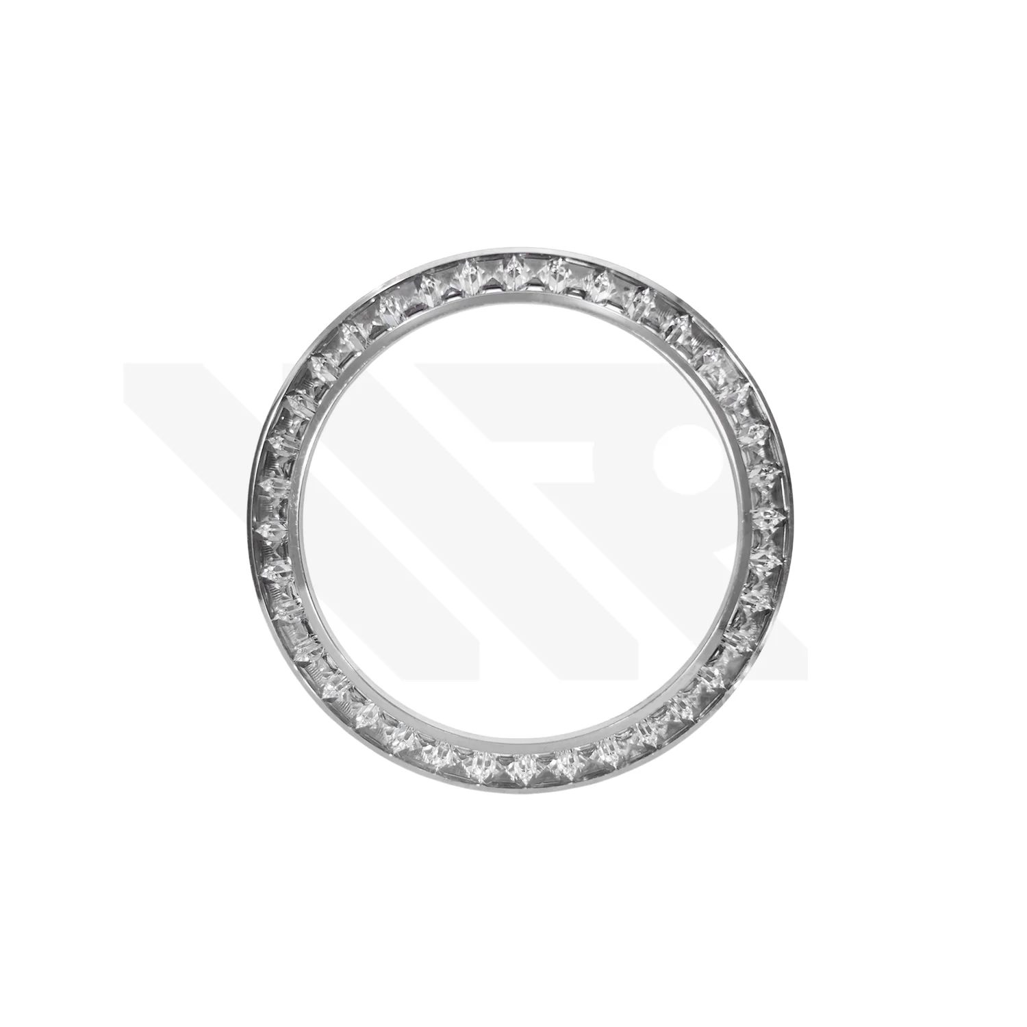 Replacement Cubic Zirconia Bezel Compatible with Rolex Daytona : Silver Bezel, White CZ