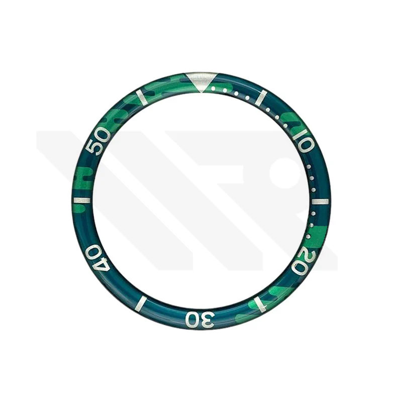 Resin Flat Bezel Insert for SKX/SRPD Seiko Mod: Camouflage Green-Silver