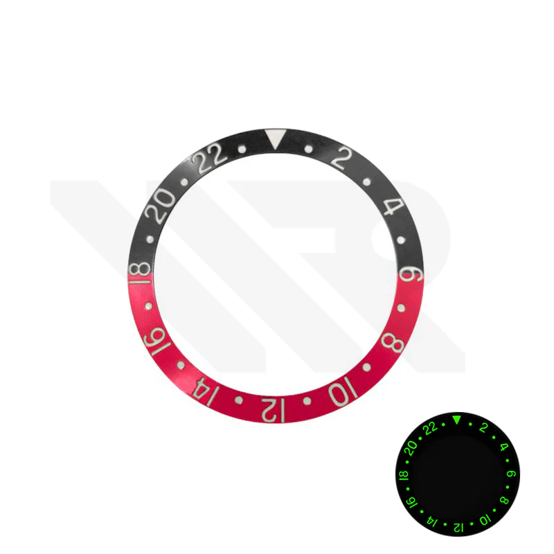 Retro Full Lumed Aluminium Sloped Bezel Insert for SKX/SRPD - Black/Red