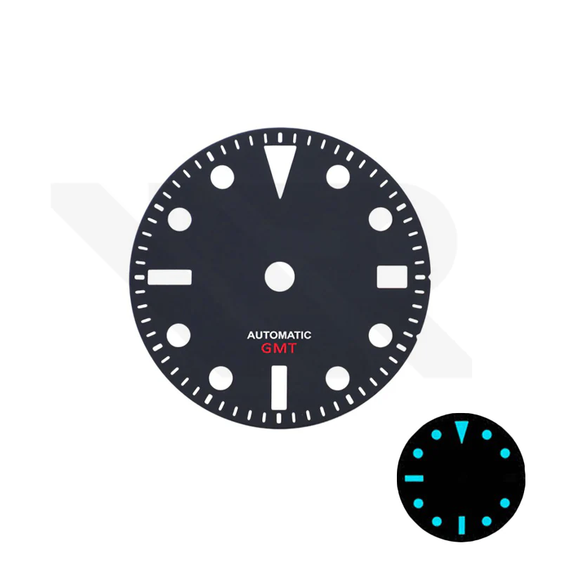 Retro GMT Dial for Seiko NH34 Mod: Matte Black with Date