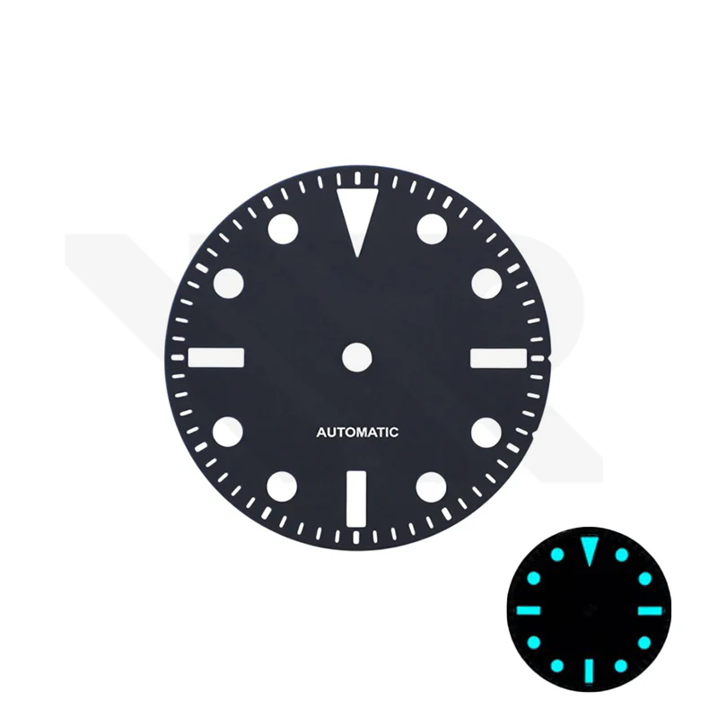 Retro Sub Diver Dial for Seiko Mod: Matte Black No Date