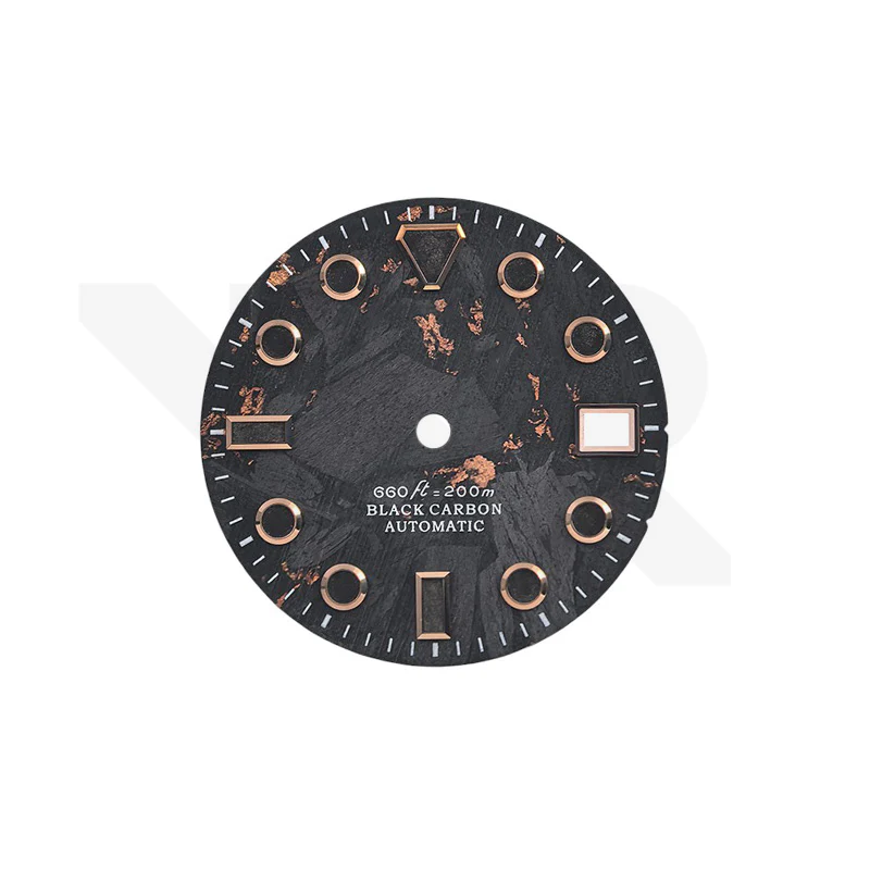 Rose Gold Foil Carbon Fiber Dial for Seiko Mod - Rose Gold Indices with Black Luminous