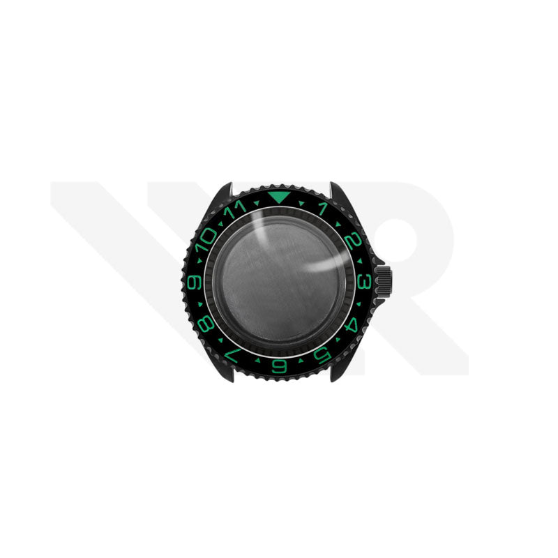 Sandblasted Black SKX 3 O'clock Case Set for Seiko Mod: Black on Black Dual Time GMT Style