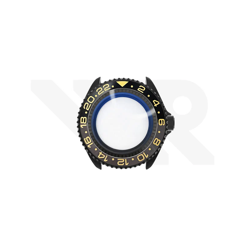 Sandblasted Black SKX 3 O'clock Case Set for Seiko Mod: Gold Bruce Wayne GMT Master Style