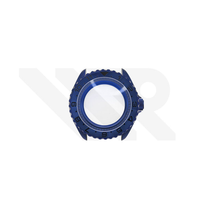 Sandblasted Blue SKX 3 O'clock Case Set for Seiko Mod: Blue Black Dual Time GMT Style