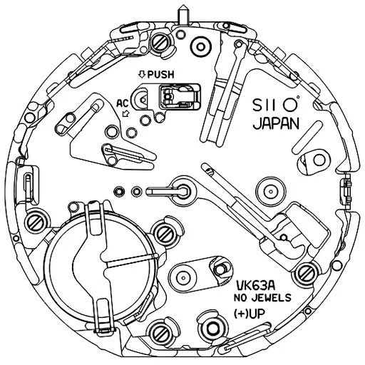 Seiko (SII) VK63 Mechaquartz Watch Movement - Black 3O'clock - Image 2