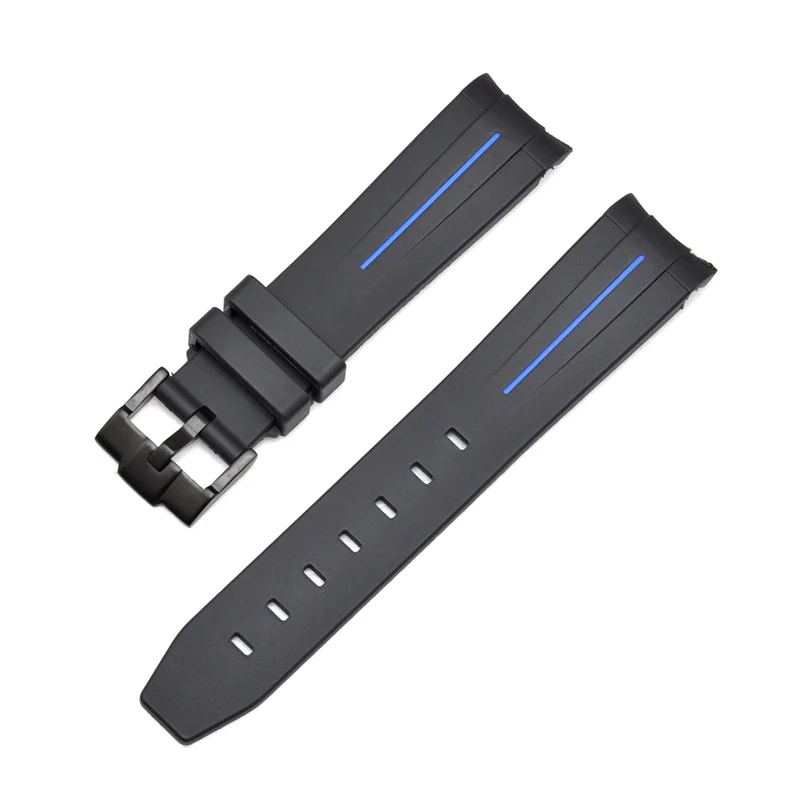 Curved End Silicon Strap for SKX/SRPD - Black (Black Buckle) - Image 3