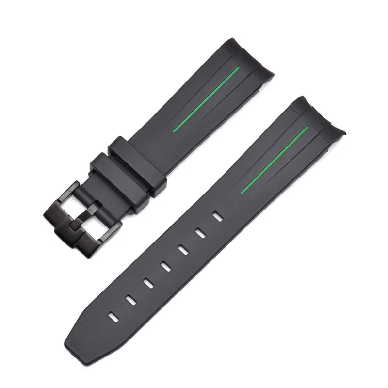 Curved End Silicon Strap for SKX/SRPD - Black (Black Buckle) - Image 4