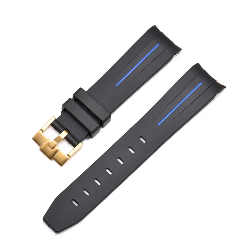 Curved End Silicon Strap for SKX/SRPD - Black (Gold Buckle) - Image 3