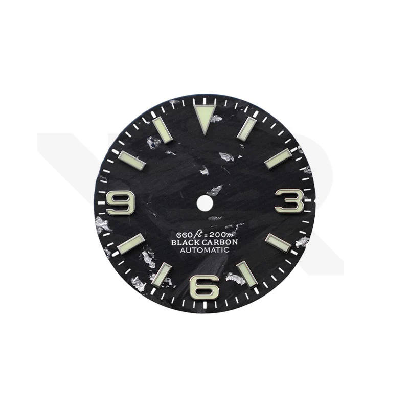 Silver Foil Carbon Fiber Dial for Seiko Mod - Explorer Style Silver Indices