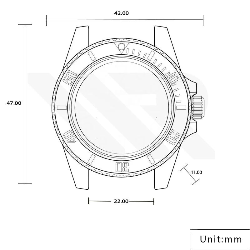 GMT Oyster Style Brushed Case Set for Seiko SKX / SRPD Mod: Gold - Image 4