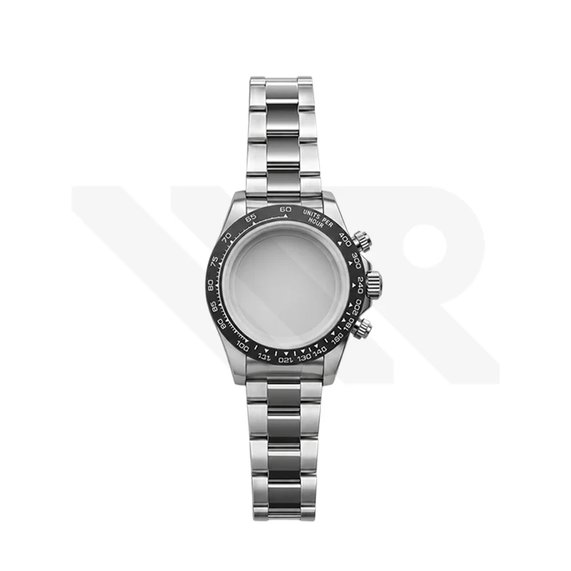 Stainless Steel Seikona Case Set for Daytona Seiko Mod: Black Ceramic Bezel - Image 2