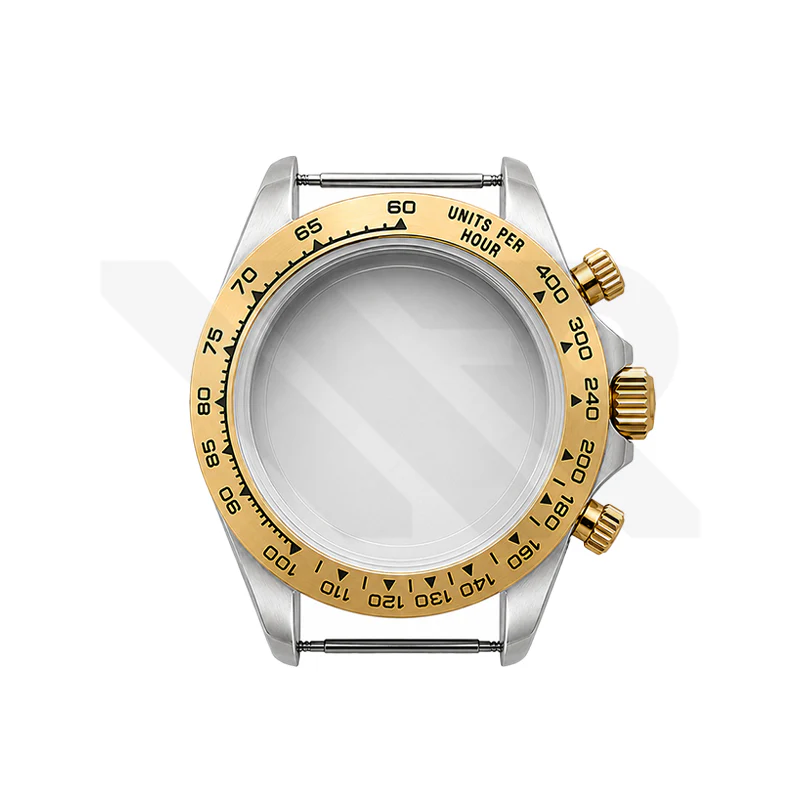 Stainless Steel Seikona Case Set for Daytona Seiko Mod: Stainless Steel Bezel Two-Tone Gold