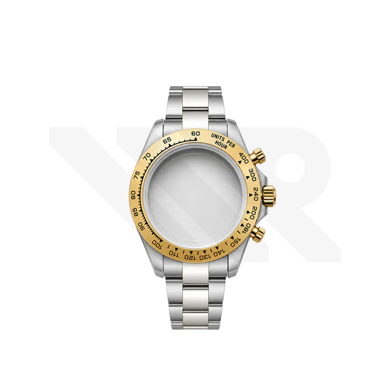 Stainless Steel Seikona Case Set for Daytona Seiko Mod: Stainless Steel Bezel Two-Tone Gold - Image 2
