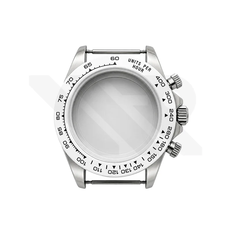Stainless Steel Seikona Case Set for Daytona Seiko Mod: White Ceramic Bezel