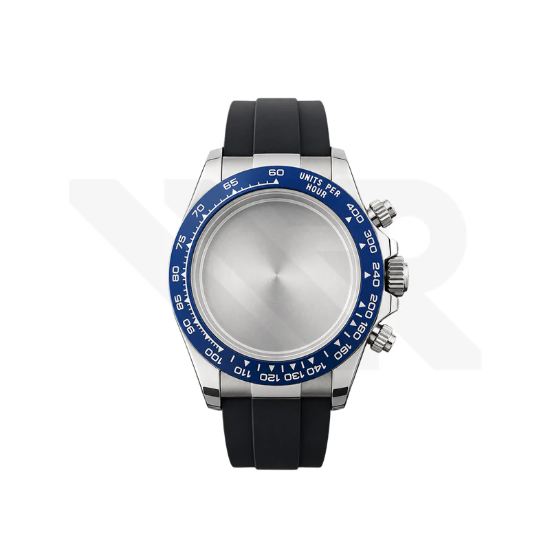 Stainless Steel Seikona Case Set for Daytona Seiko VK63 Mod: Oyster Style Blue Ceramic Bezel