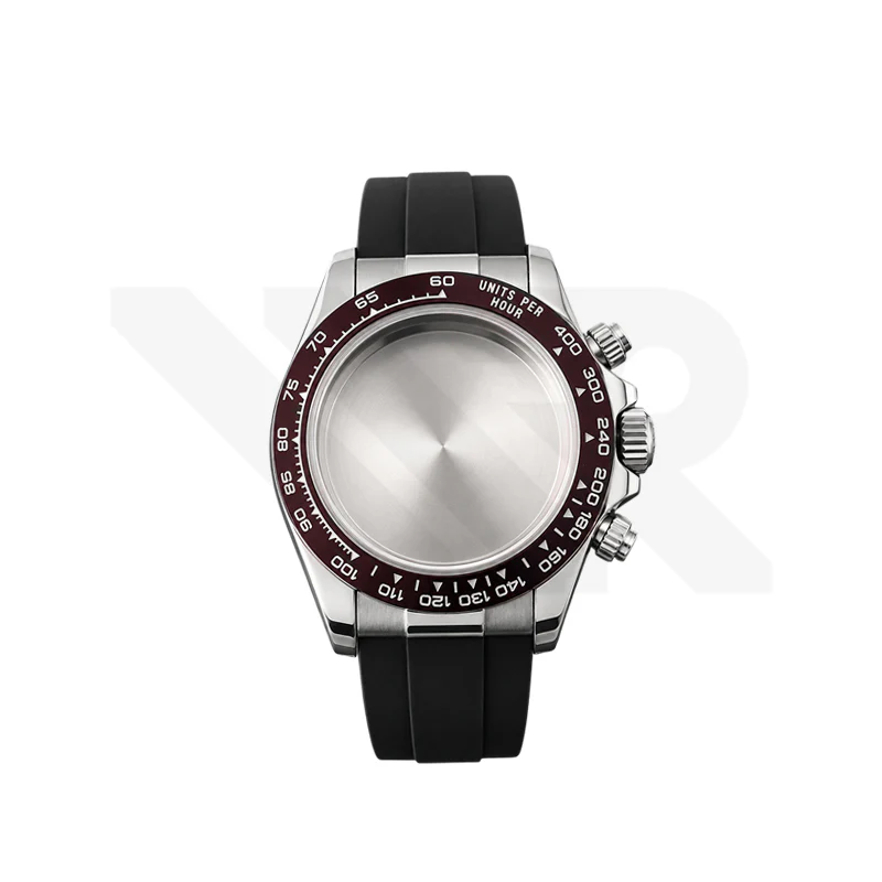 Stainless Steel Seikona Case Set for Daytona Seiko VK63 Mod: Oyster Style Brown Ceramic Bezel