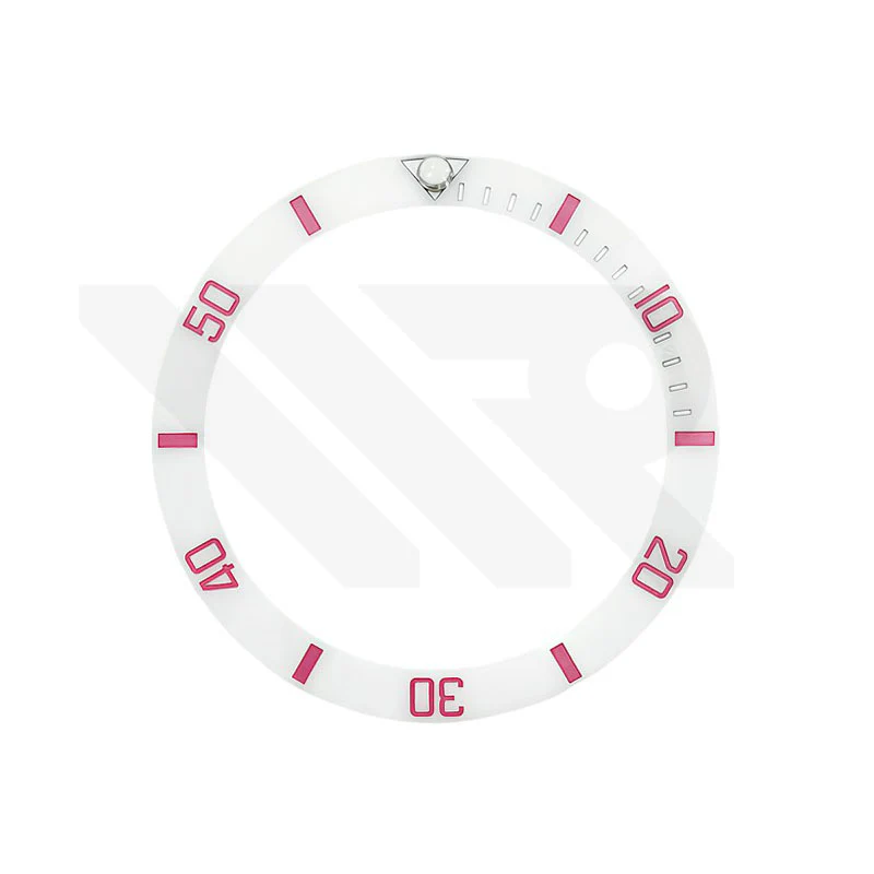 SUB Ceramic Sloped Bezel Insert for SKX/SRPD: Matte White/Pink