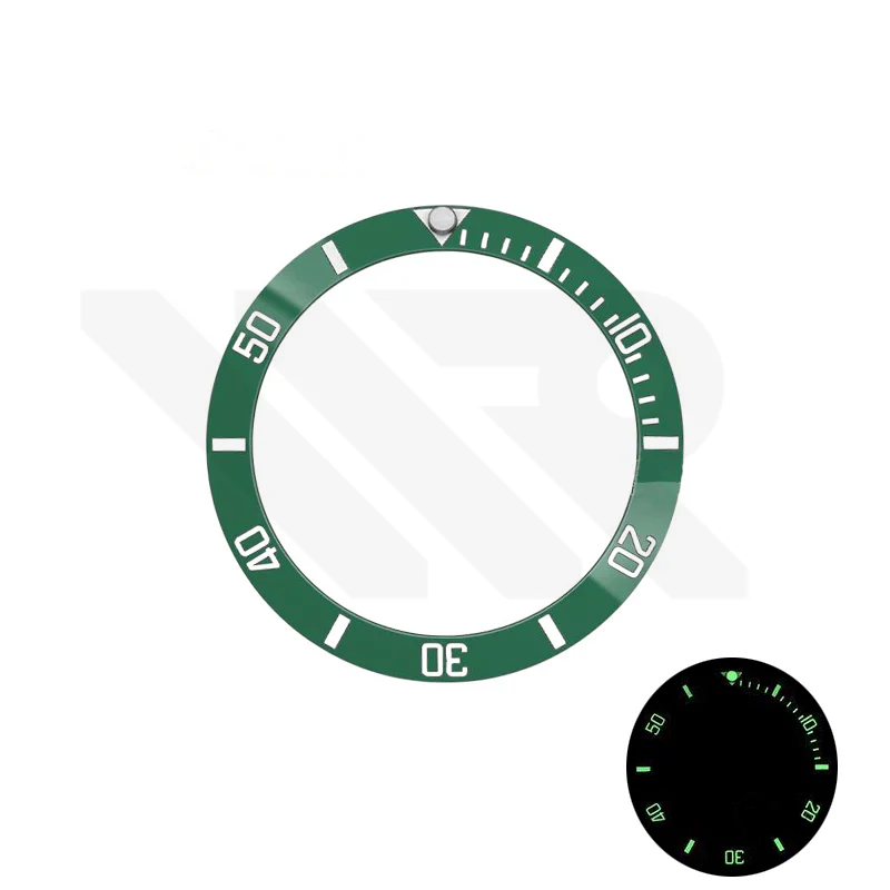 SUB Style Green Full Luminous Ceramic Sloped Bezel Insert for SKX/SRPD: Green