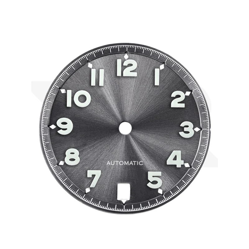 Sunburst Pilot Dial with Numeral Indices for Seiko Mod: Sunburst Gray
