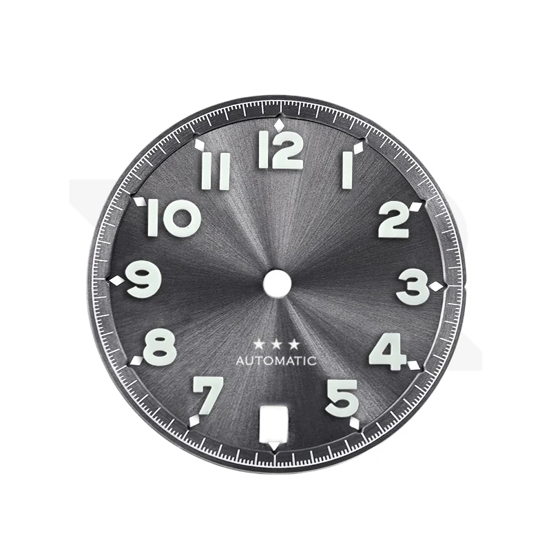 Sunburst Pilot Dial with Numeral Indices for Seiko Mod: Sunburst Gray with White Star