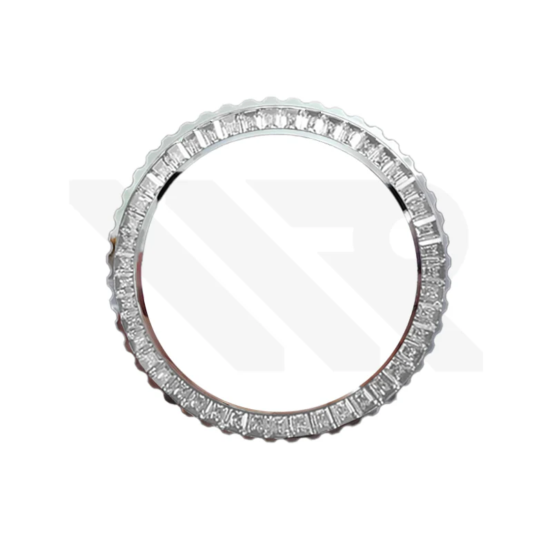 White Cubic Zirconia Bezel for SKX / SRPD: Stainless Steel