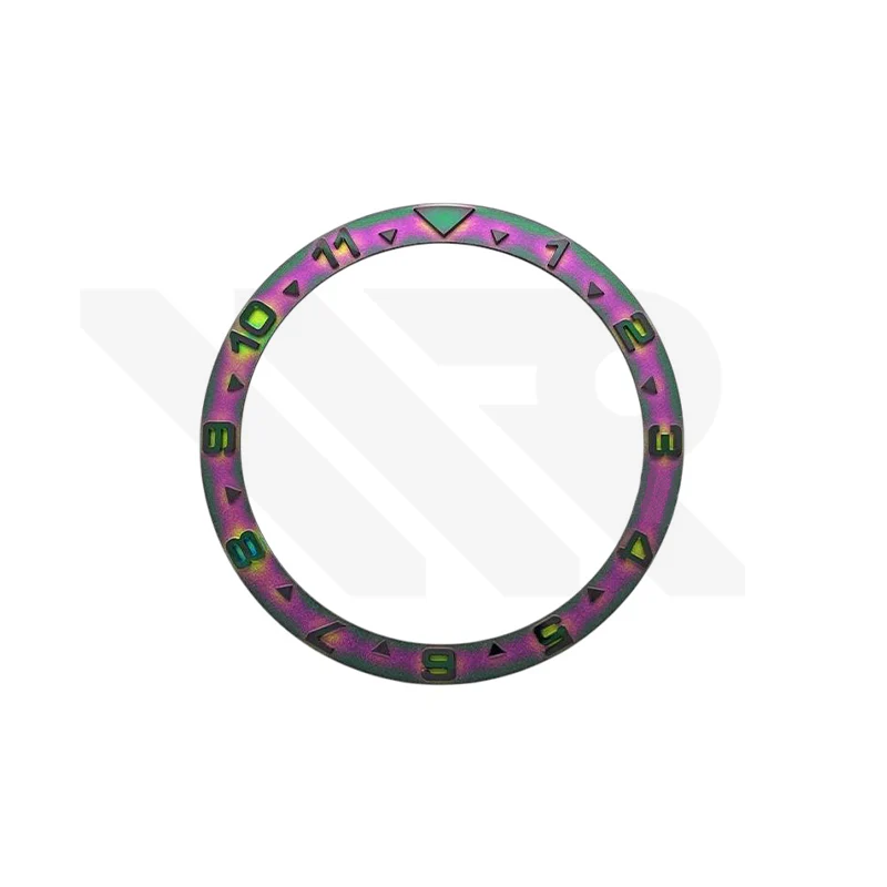 YM Style Dual Time Ceramic Flat Bezel Insert for SKX/SRPD: Rainbow